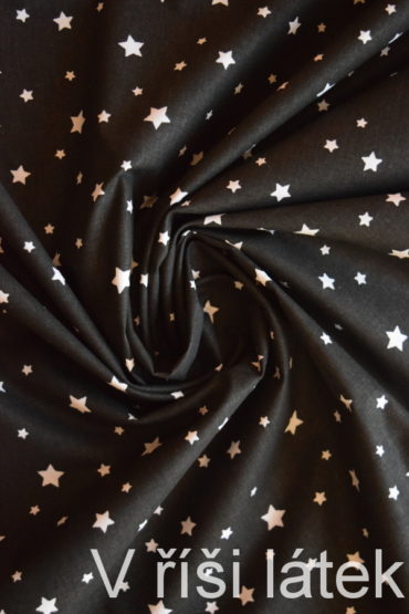 Bavlněné plátno černé + hvězdičky